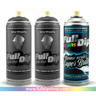 Kit Vinilo Líquido 3 x Sprays Negro Gloss Full Dip